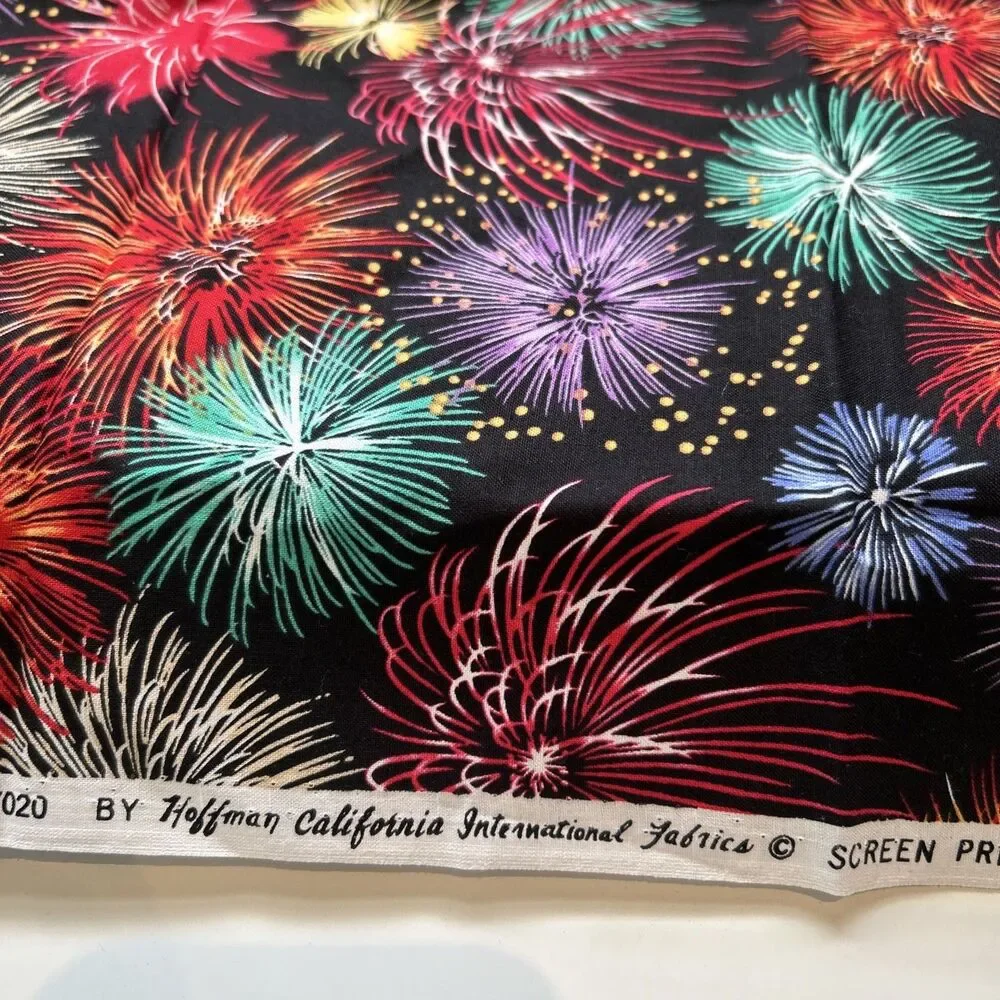 Hoffman Cotton Quilting Fabric Fireworks Coming at You 3D Colorful 1 Yd X 44